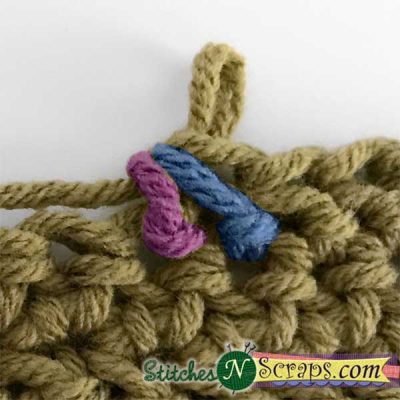 completed decrease - Herringbone Half Double Crochet Decrease tutorial on StitchesNScraps.com