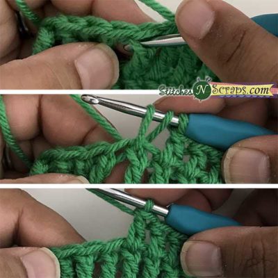 working into tall sts - Split / Center Stitches tutorial on StitchesNScraps.com