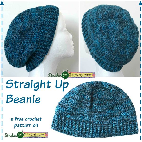 Straight Up Beanie - A free crochet pattern on StitchesNScraps.com