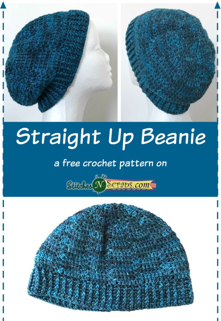 Straight Up Beanie - A free crochet pattern on StitchesNScraps.com
