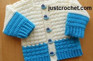 Boys Cardigan by Just Crochet - most clicked link in Scrappy Stitchers #27