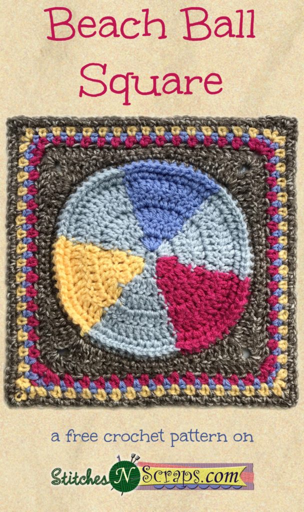 Beach Ball Square - A free crochet pattern on StitchesNScraps.com