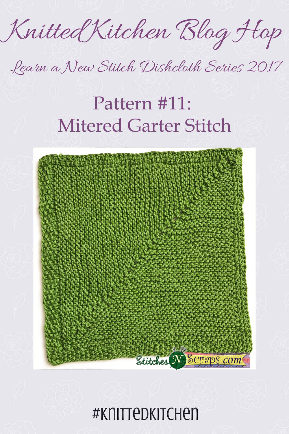 Knitted Kitchen #11 - Mitered Garter Stitch Square -StitchesNScraps.com