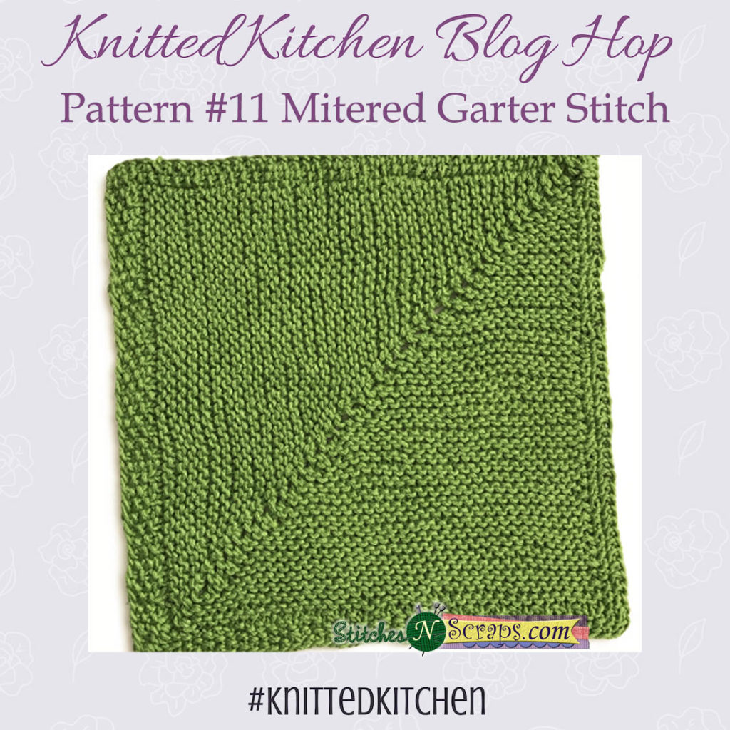 Knitted Kitchen #11 - Mitered Garter Stitch Square -StitchesNScraps.com