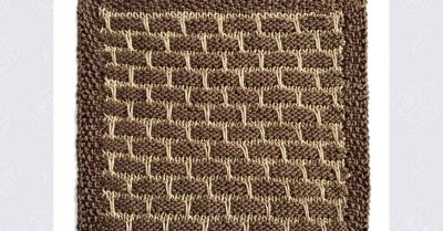 Knitted Kitchen #16 - Brick Stitch washcloth -StitchesNScraps.com