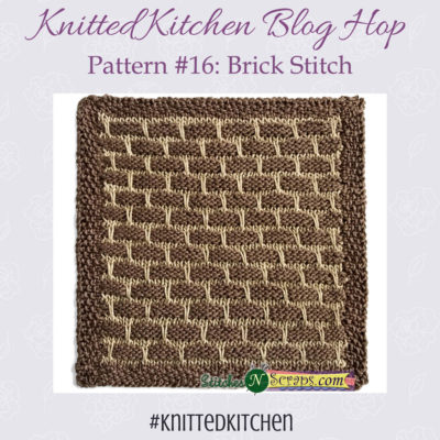 Knitted Kitchen #16 - Brick Stitch washcloth -StitchesNScraps.com