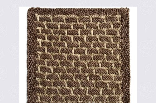 Knitted Kitchen #16 - Brick Stitch washcloth -StitchesNScraps.com