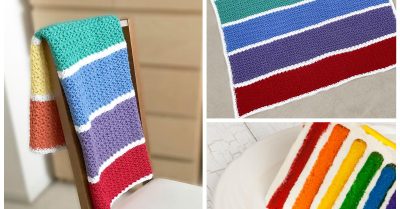 Rainbow Cake Blanket - a free pattern on StitchesNScraps.com