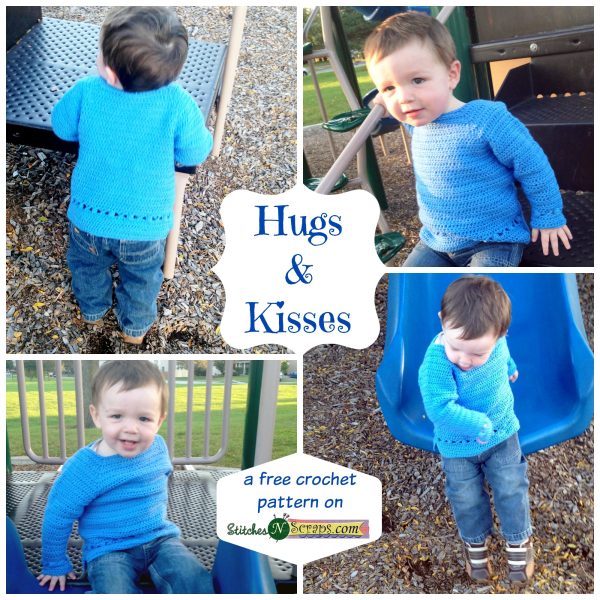 Hugs & Kisses pullover - a free crochet pattern on StitchesNScraps.com