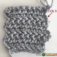 Ch 3 at edge - Herringbone double crochet tutorial on StitchesNScraps.com