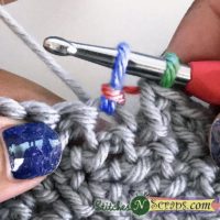 Pull through yo - Herringbone double crochet tutorial on StitchesNScraps.com