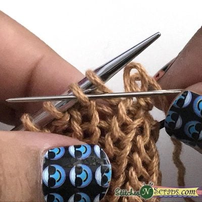 Insert purlwise -2- Tubular Bind Off tutorial on StitchesNScraps.com