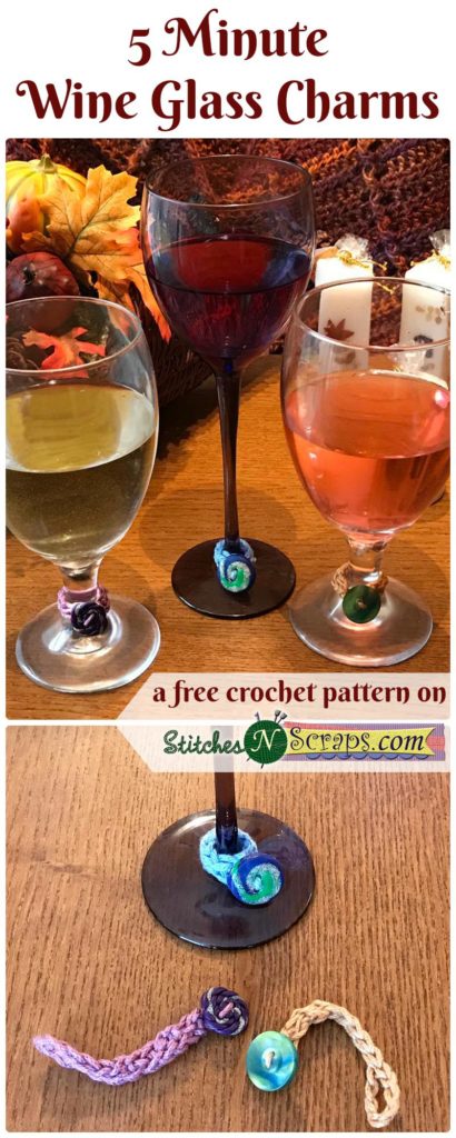 Wine Glass Charms - Free pattern on StitchesNScraps.com