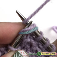 work into wrapped stitch, step 3- Printers Row Mitts - StitchesNScraps.com