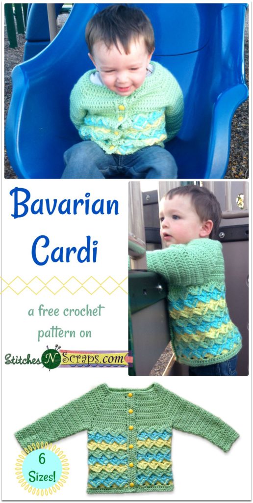 Bavarian Cardi - a free crochet pattern on Stitches N Scraps