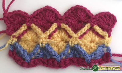 Row 5 - Bavarian Stitch in Rows - Crochet Tutorial on Stitches N Scraps