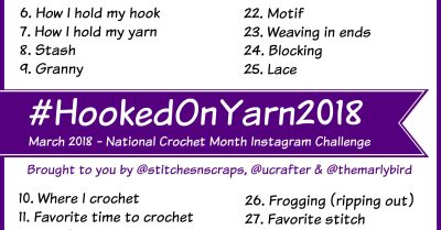 HookedonYarn2018 Instagram Challenge - StitchesnScraps.com