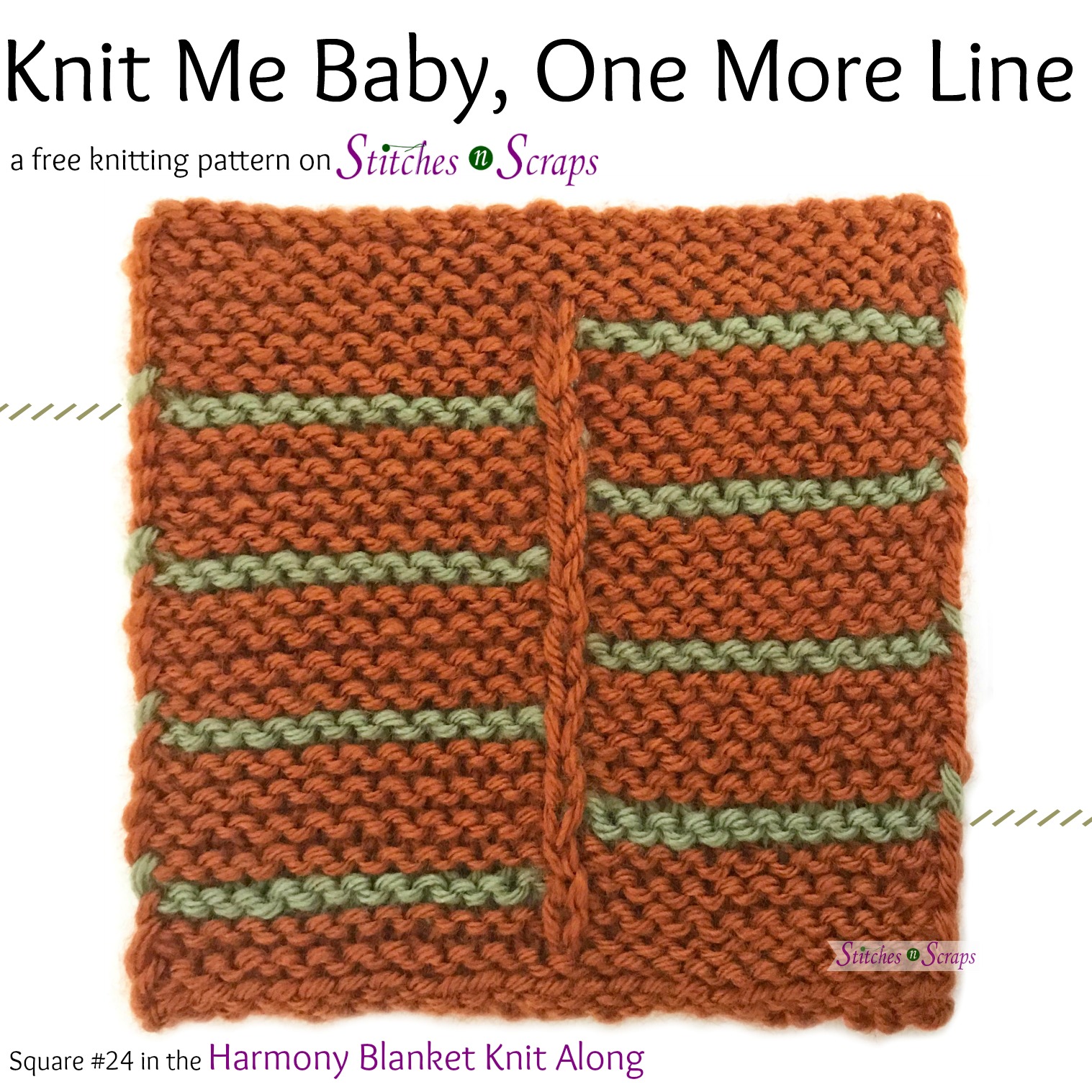 Knit Me Baby One More Line - A free pattern on Stitches n Scraps.com
