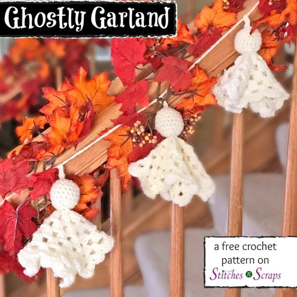 Ghostly Garland - a free crochet pattern on Stitches n Scraps.com