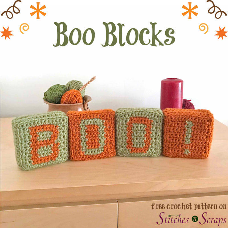 Boo Blocks - a free crochet pattern on Stitches n Scraps