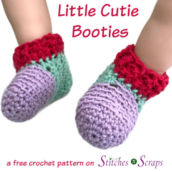 Little Cutie Booties - a free pattern on Stitches n Scraps