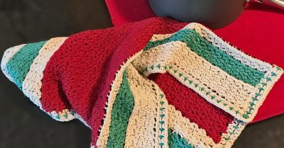 Mod Stripes Towel - a free crochet pattern on Stitches n Scraps