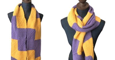 Team Colors knit scarf pattern on Stitches n Scraps