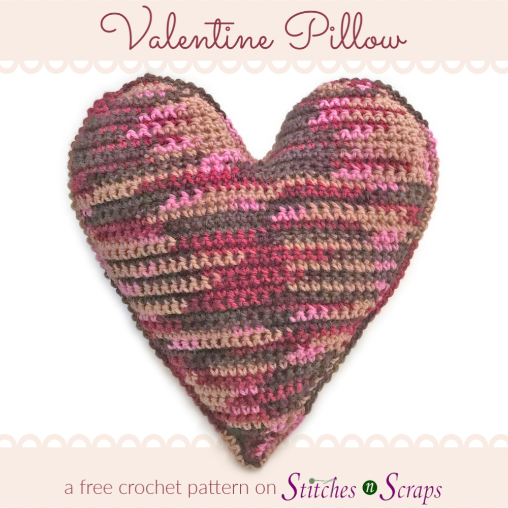 Valentine Pillow - a free crochet pattern on Stitches n Scraps