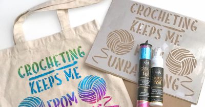 Tote Bag Project with Deco Foil and Stencil Revolution on Stitches n Scraps