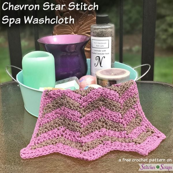 Chevron Star Stitch Spa Washcloth - a free crochet pattern on Stitches n Scraps