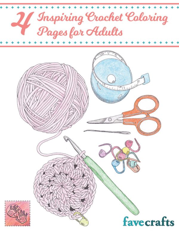 4 Inspiring Crochet Coloring Pages for Adults ebook
