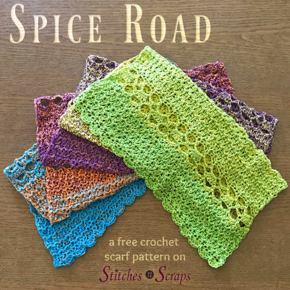 Spice Road - an easy, crochet scarf pattern on Stitches n Scraps