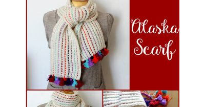 Multi-colored, brioche knit scarf with tassels - Scrappy Stitchers Link Party 56 - Most clicked this month: Alaska Scarf from Lilia Craft Party