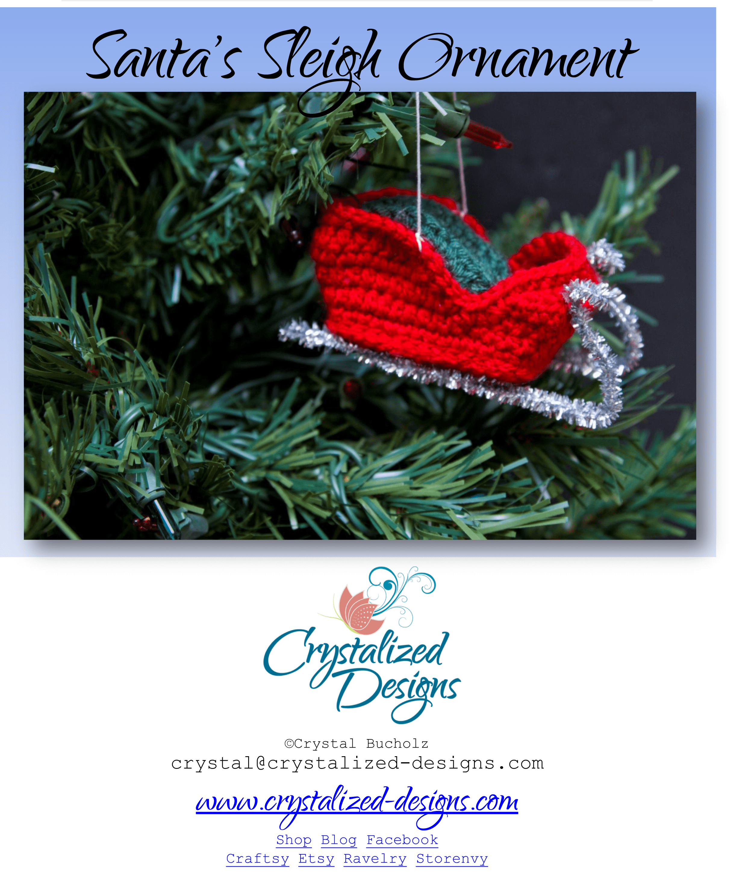 Santas Sleigh Ornament from Crystalized Designs