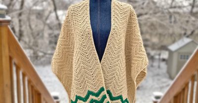Chevron Stripes Ruana - a free crochet pattern on Stitches n Scraps