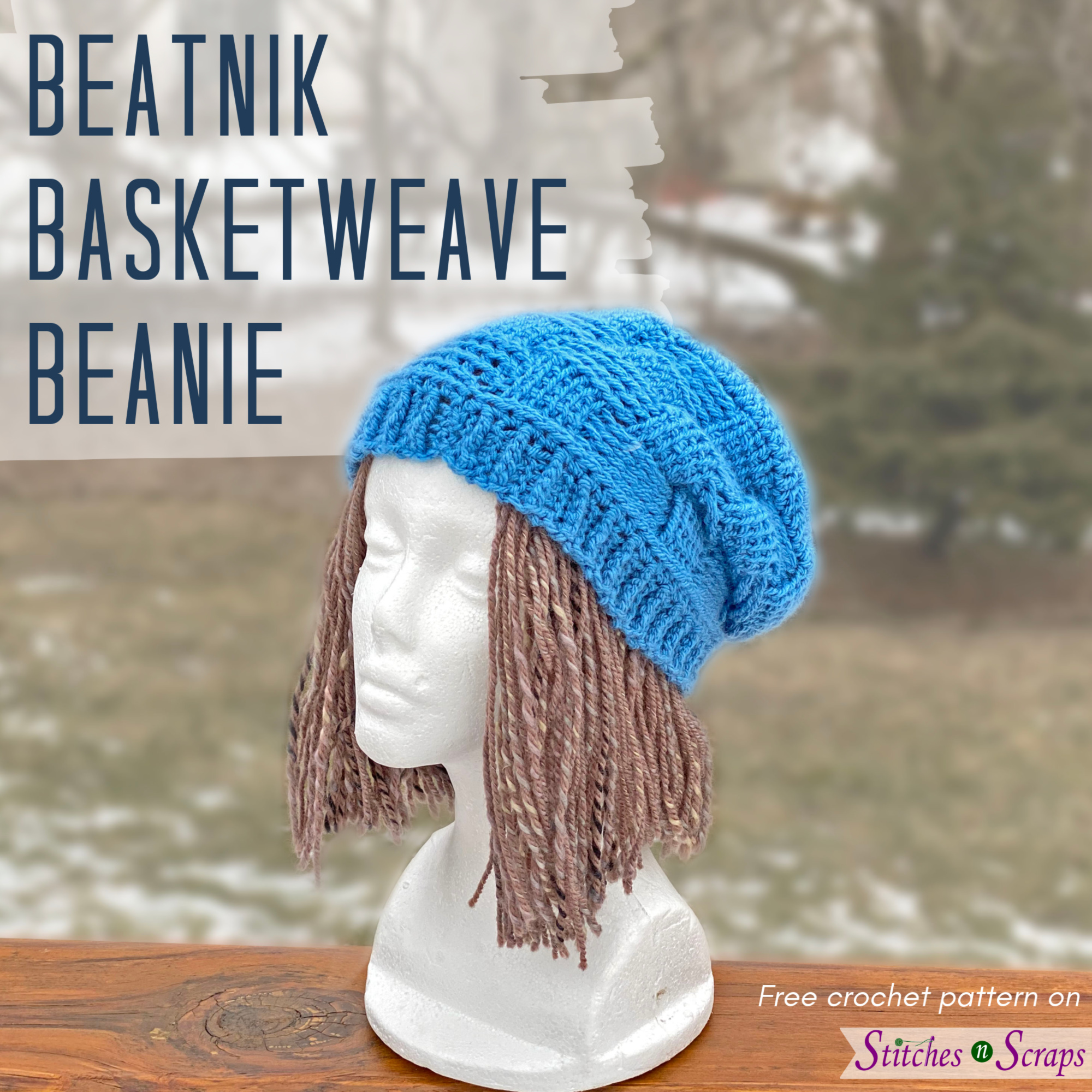 Beatnik Basketweave Beanie - free pattern on Stitches n Scraps