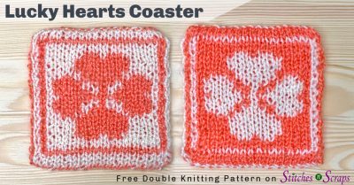 Lucky Hearts Coaster - Free double knitting pattern on Stitches n Scraps