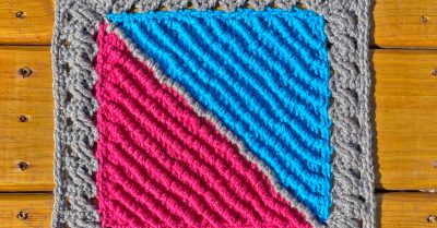 Twists and Turns crochet blanket square from Stitches n Scraps