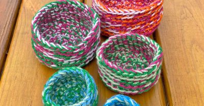 Crochet Nesting Bowls - free pattern on Stitches n Scraps