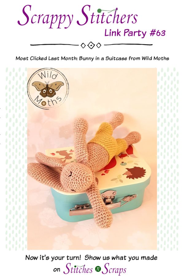 Scrappy Stitchers Link Party 63 - May 2020 - most clicked last month Bunny in a Suitcase from Wild Moths