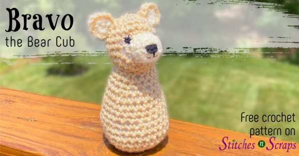 Bravo the Bear Cub - Free crochet amigurumi pattern on Stitches n Scraps
