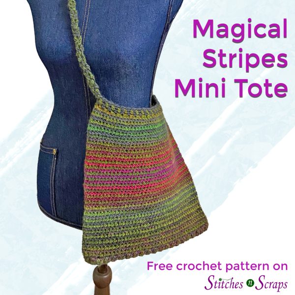 Magical Stripes Tote - free crochet pattern on Stitches n Scraps