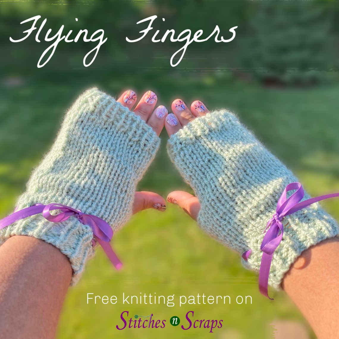 Flying Fingers knit flat fingerless mitts
