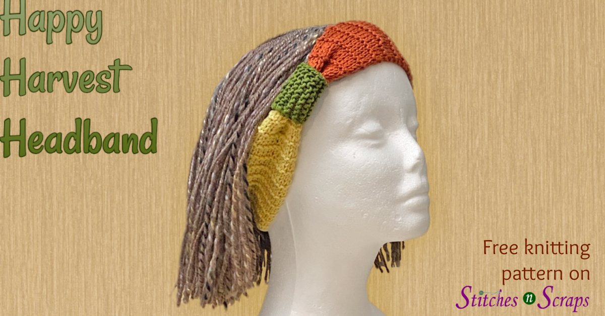 Happy Harvest Headband - an easy knit headband pattern on Stitches n Scraps