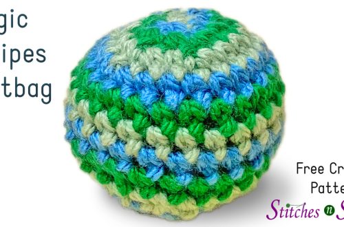 Magic stripes crochet footbag on Stitches n Scraps