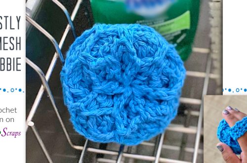 Mostly Mesh Scrubbie - an easy crochet scrubbie pattern on Stitches n Scraps