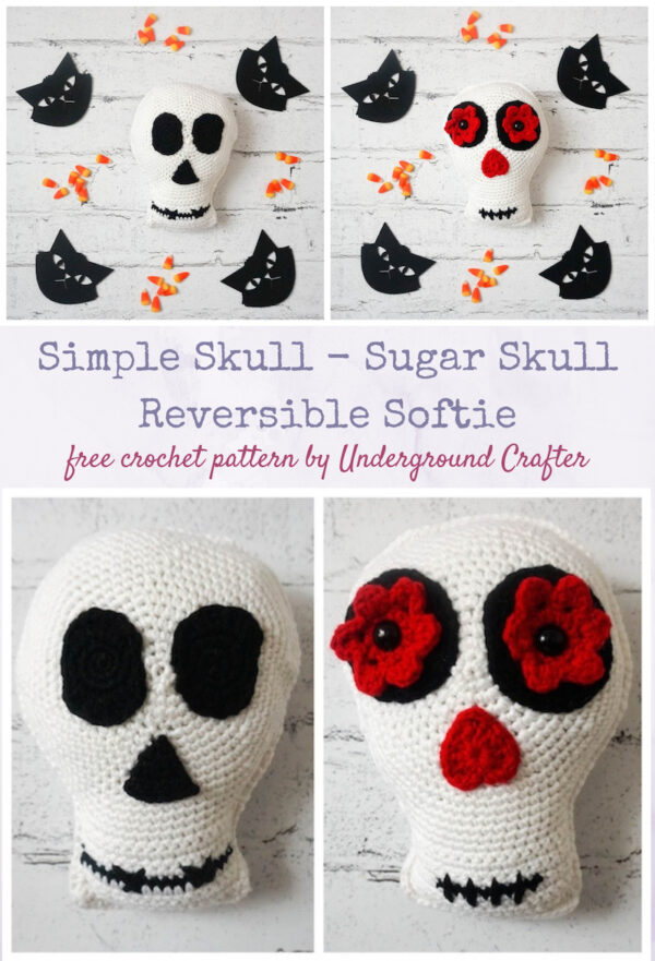 Sugar Skull Reversible Softie from Underground Crafter