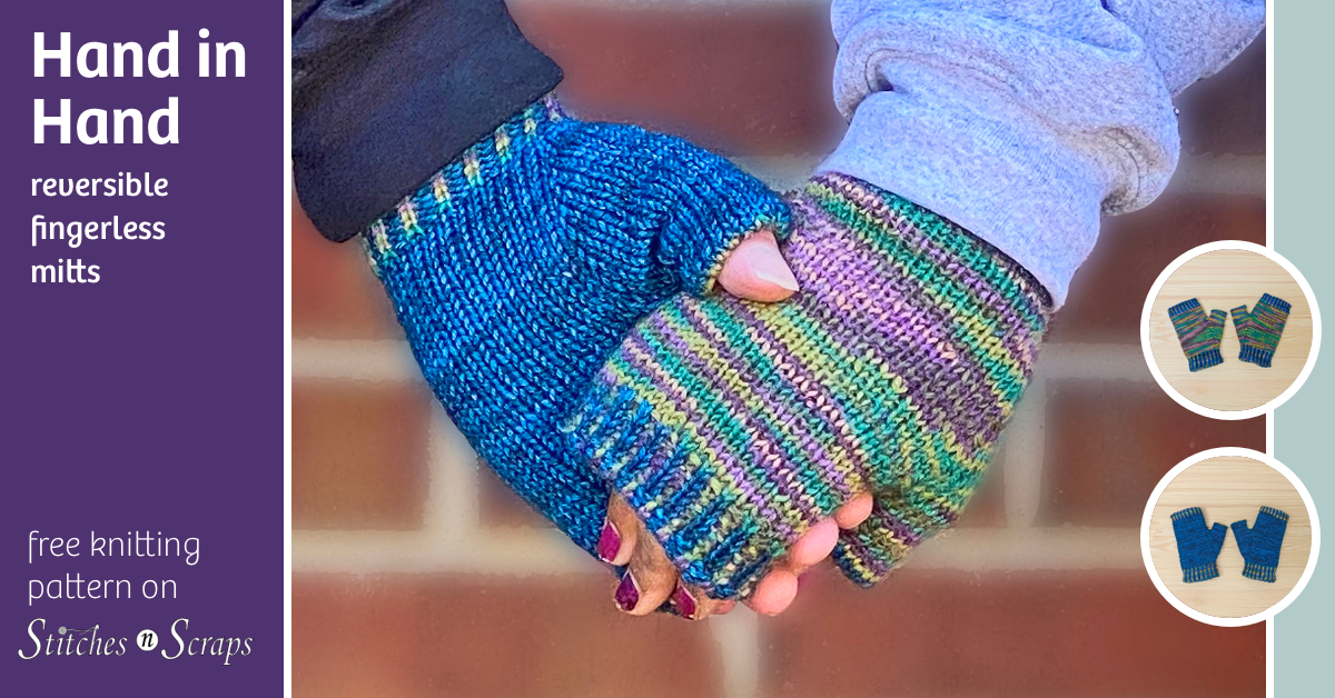 Hand in Hand Reversible Knit Fingerless Mitts