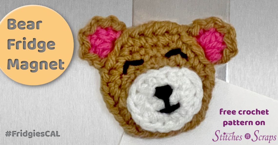 Bear Fridge Magnet - a free pattern on Stitches n Scraps