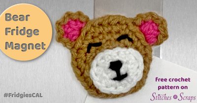 Bear Fridge Magnet - a free pattern on Stitches n Scraps